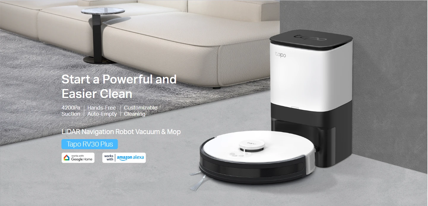 TP-Link Tapo RV30 Plus LiDAR Navigation Robot Vacuum & Mop with Smart Auto-Empty Dock