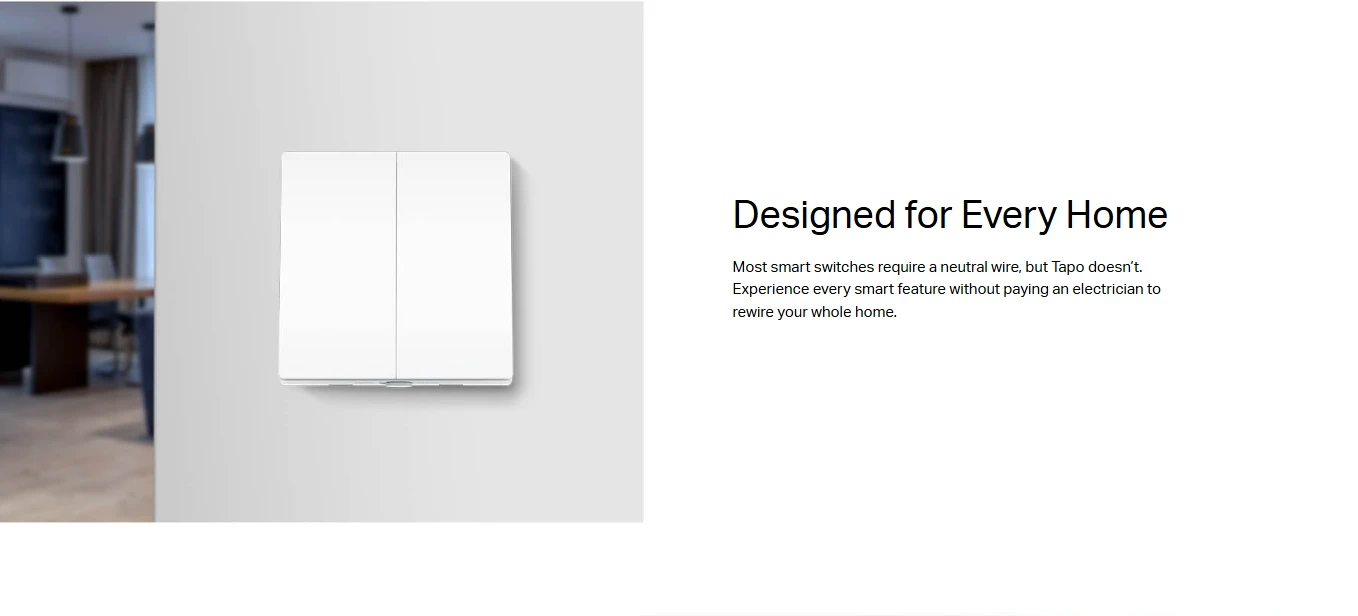 TP-Link Tapo S220 Smart Light Switch, 2-Gang 1-Way