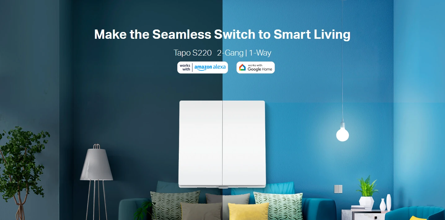 TP-Link Tapo S220 Smart Light Switch, 2-Gang 1-Way